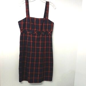 Y2k R&K Plaid Black and Red Women's Dress, Sz 10, adjustable strap